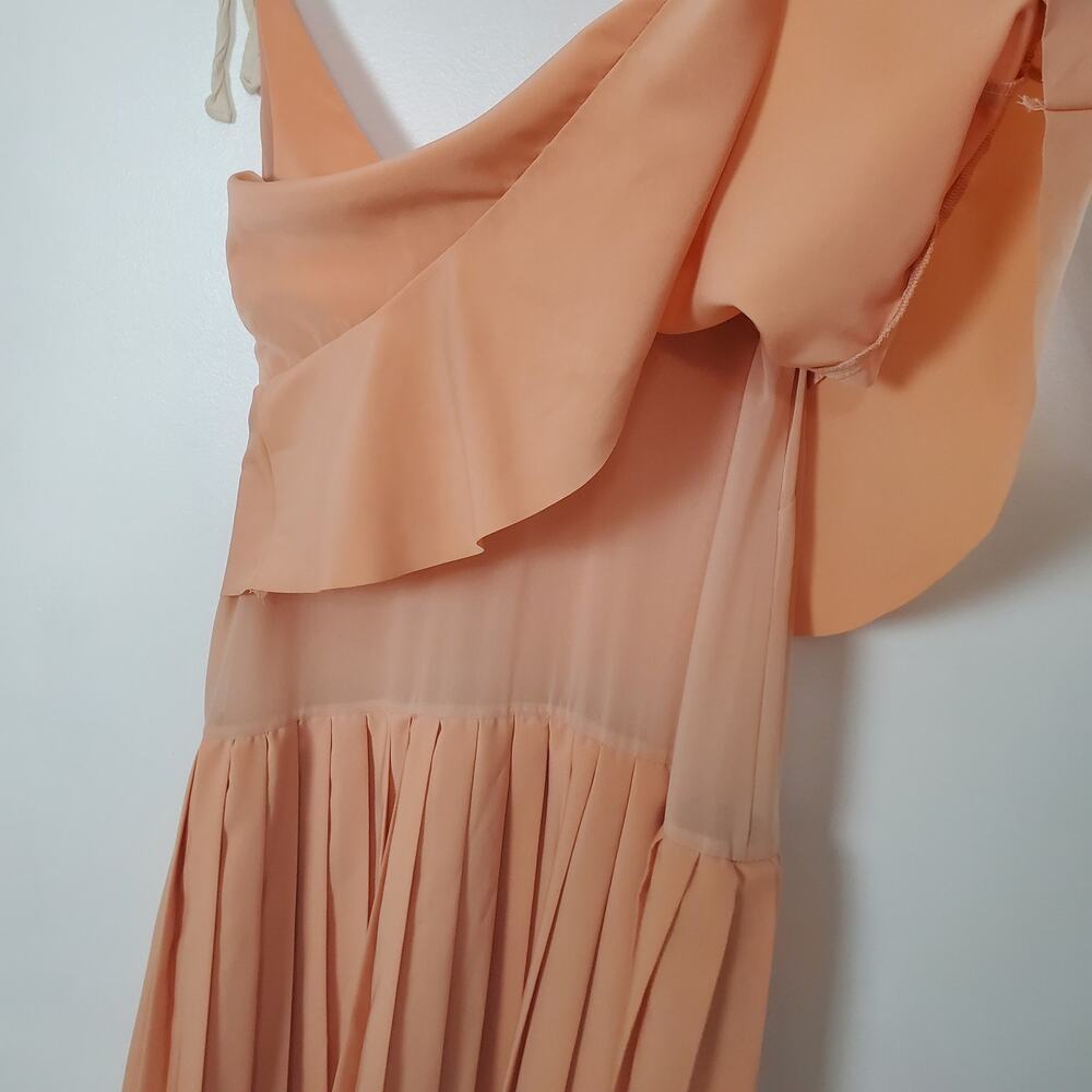 Anthropologie Paper Crown Covilha dress medium peach tie strap - Picture 3 of 9